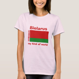 Camiseta da Bandeira da Bielorrússia + Mapa + Text
