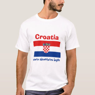 Camiseta da Bandeira da Croácia + Mapa + Texto