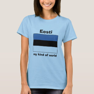 Camiseta da Bandeira da Estônia + Mapa + Texto