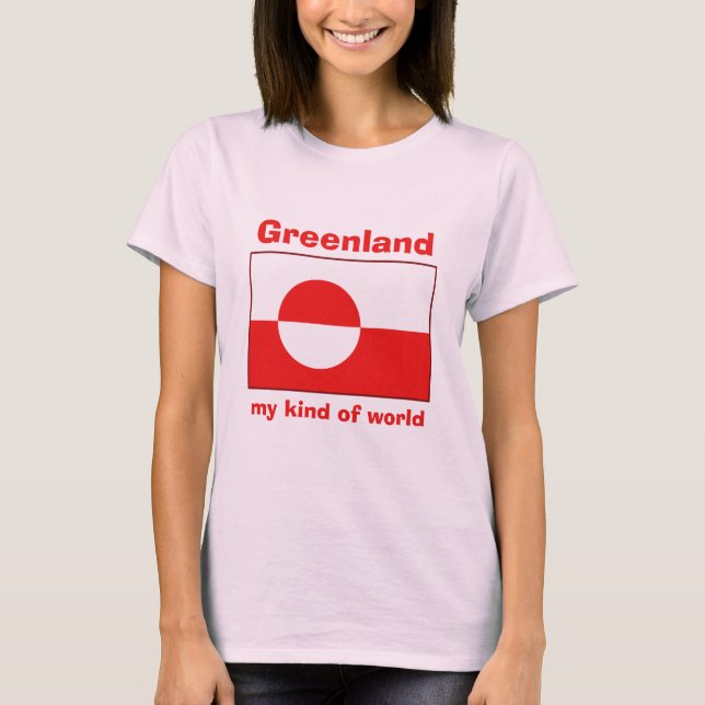 Camiseta da Bandeira da Groenlândia + Mapa + Texto (Frente)