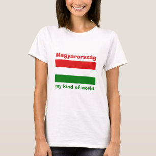 Camiseta da Bandeira da Hungria + Mapa + Texto