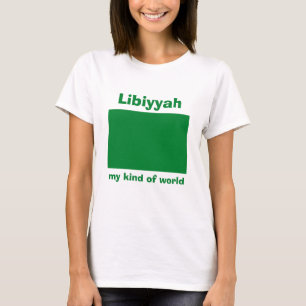 Camiseta da Bandeira da Líbia + Mapa + Texto