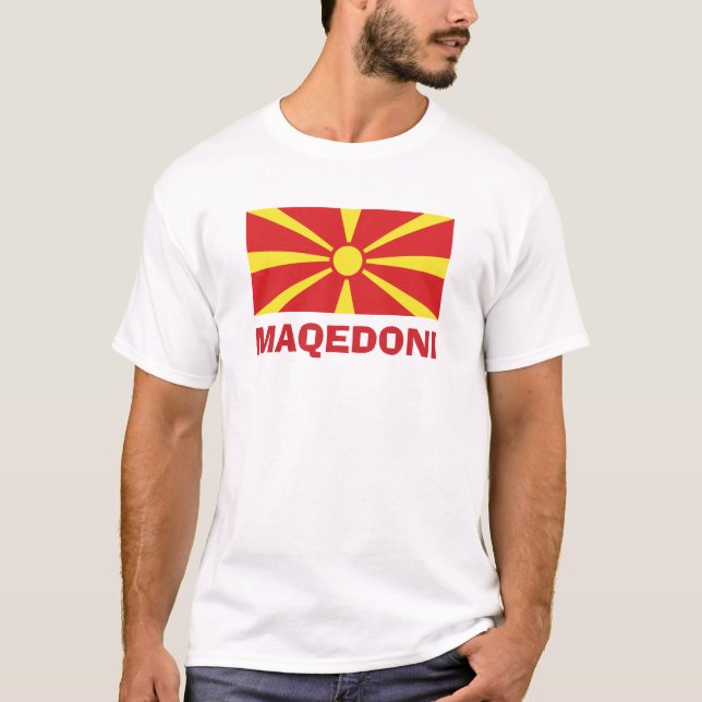 Camiseta da Bandeira da Macedônia Maqedoni (Frente)