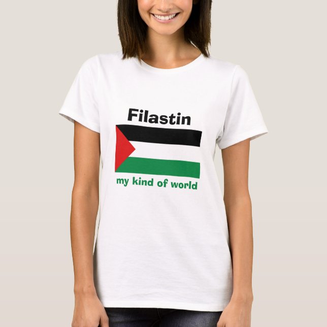 Camiseta da Bandeira da Palestina + Mapa + Texto (Frente)