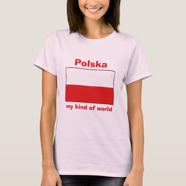 Camiseta da Bandeira da Polônia + Mapa + Texto (Frente)