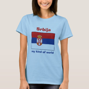 Camiseta da Bandeira da Sérvia + Mapa + Texto