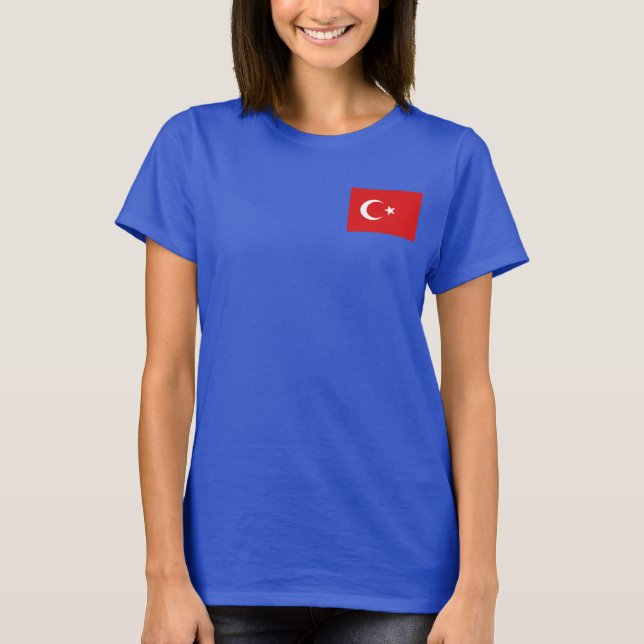 Camiseta da Bandeira da Turquia + Mapa (Frente)