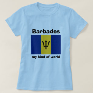 Camiseta da Bandeira de Barbados + Mapa + Texto