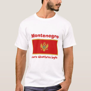 Camiseta da Bandeira de Montenegro + Mapa + Texto