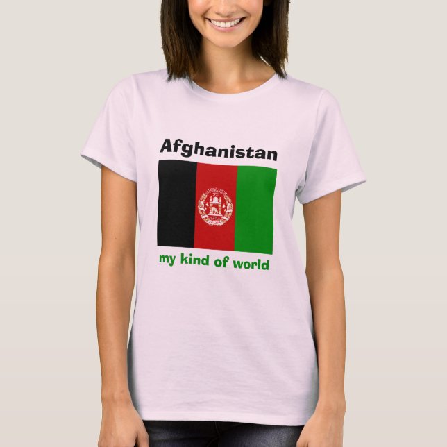 Camiseta da Bandeira do Afeganistão + Mapa + Texto (Frente)