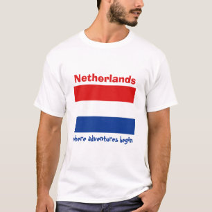 Camiseta da Bandeira dos Países Baixos + Mapa + Te