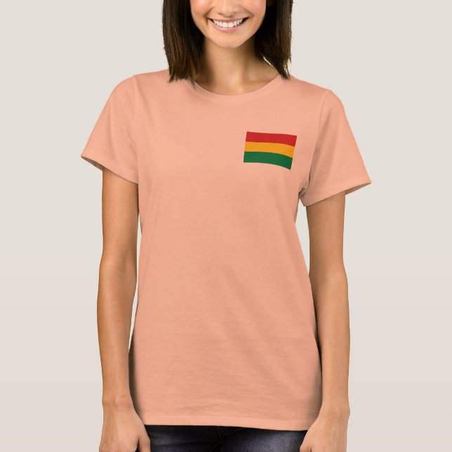 Camiseta da Bandeira e Mapa da Bolívia (Frente)