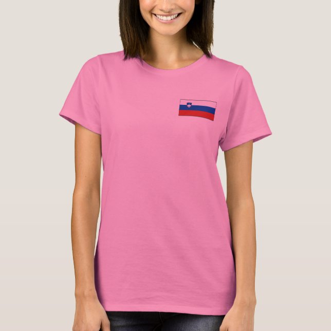 Camiseta da Bandeira e Mapa da Eslovênia (Frente)