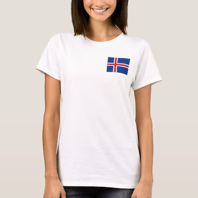 Camiseta da Bandeira e Mapa da Islândia (Frente)
