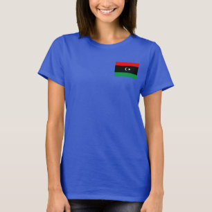 Camiseta da Bandeira e Mapa da Líbia
