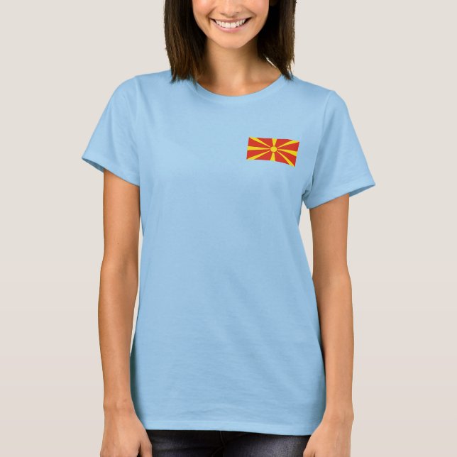Camiseta da Bandeira e Mapa da Macedônia do Norte (Frente)
