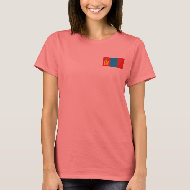 Camiseta da Bandeira e Mapa da Mongólia (Frente)