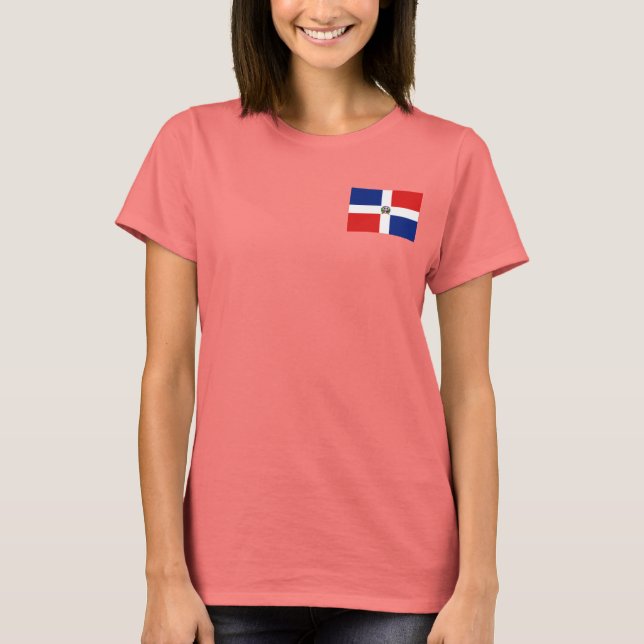 Camiseta da Bandeira e Mapa da República Dominican (Frente)