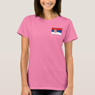 Camiseta da Bandeira e Mapa da Sérvia