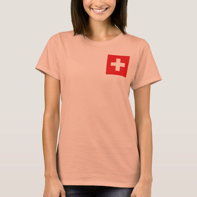 Camiseta da Bandeira e Mapa da Suíça (Frente)