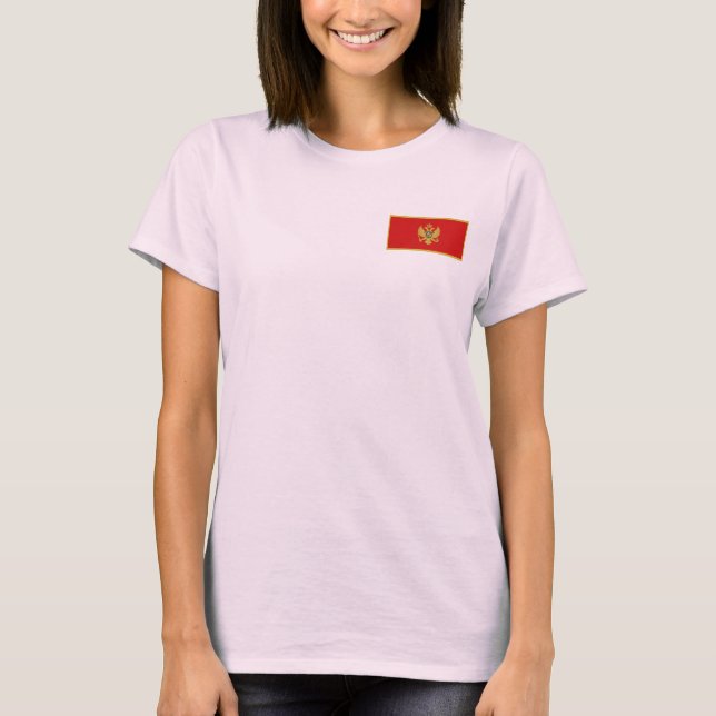 Camiseta da Bandeira e Mapa de Montenegro (Frente)
