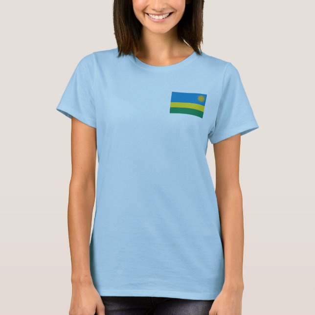 Camiseta da Bandeira e Mapa de Ruanda (Frente)