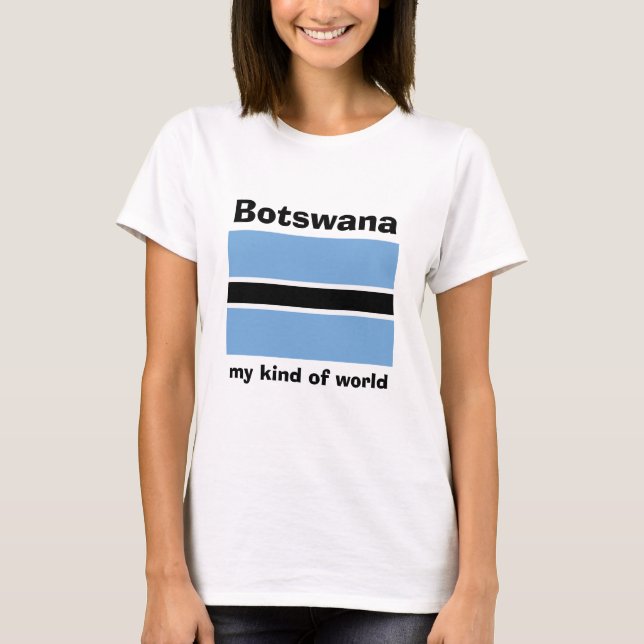 Camiseta da Bandeira e Mapa do Botsuana com Texto (Frente)