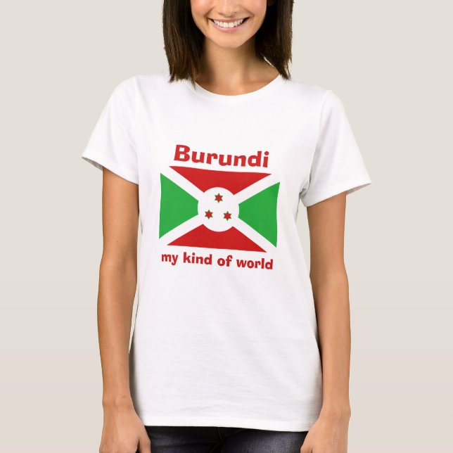 Camiseta da Bandeira e Mapa do Burundi com Texto (Frente)