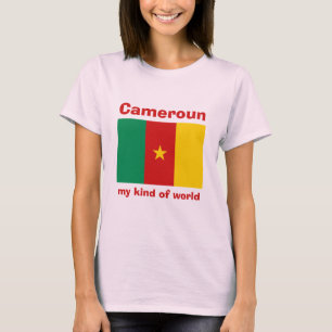Camiseta da Bandeira e Mapa do Camarões + Texto