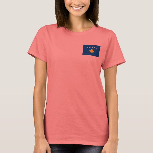 Camiseta da Bandeira e Mapa do Kosovo (Frente)