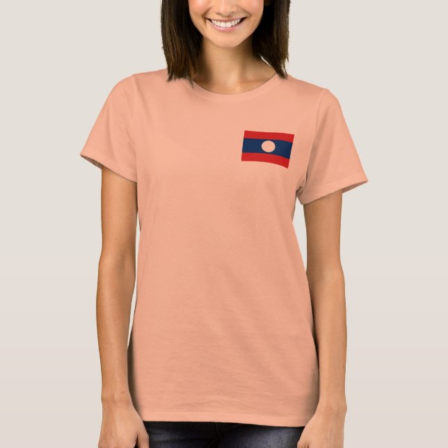 Camiseta da Bandeira e Mapa do Laos (Frente)