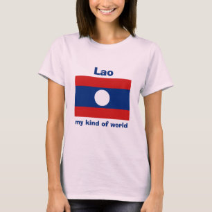 Camiseta da Bandeira e Mapa do Laos + Texto
