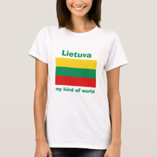 Camiseta da Bandeira+Mapa+Texto da Lituânia