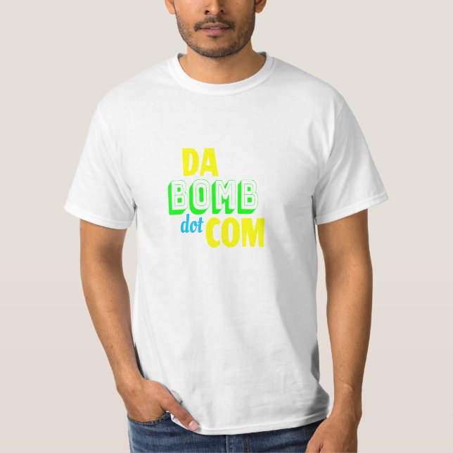 Camiseta Da Bomb ponto com Novelty Funny Retro 90s (Frente)