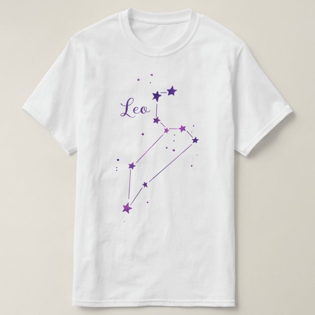 Camiseta da Constelação Zodiacal de Leão (Frente do Design)