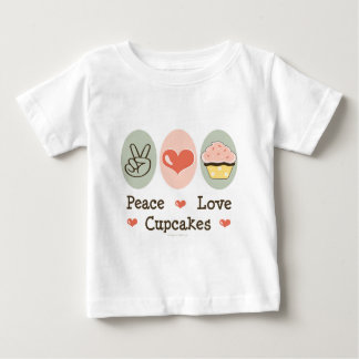 Camiseta da criança dos cupcakes do amor da paz