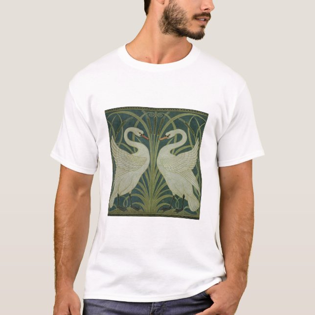 Camiseta Da "design do papel de parede cisne, da (Frente)