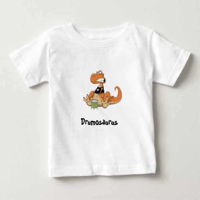 Camiseta da Dinossaura do Bebê Drummer (Frente)