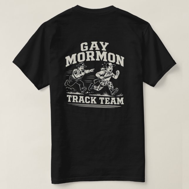 Camiseta da Equipe de Atletismo Gay Mórmon (Verso do Design)