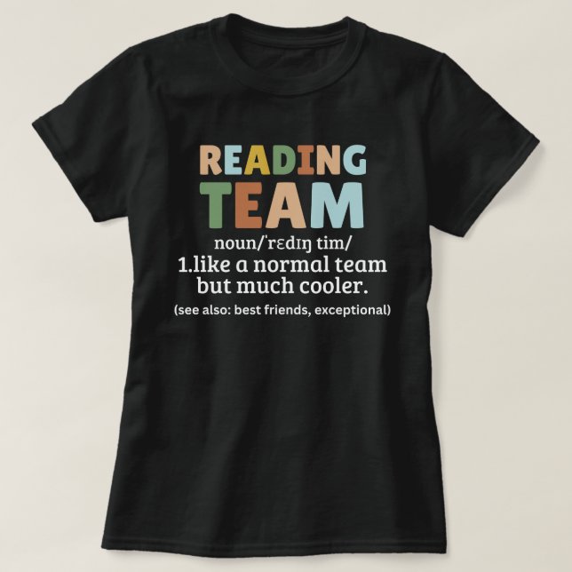 Camiseta da Equipe de Leitura, Camiseta de Leitor, (Frente do Design)
