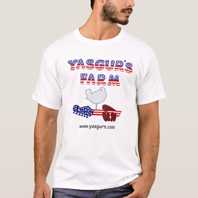Camiseta da fazenda do Yasgur dos homens (Frente)