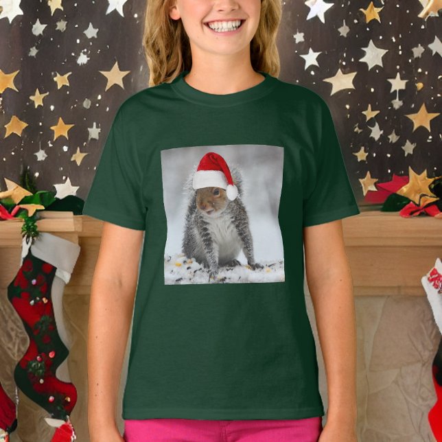 Camiseta da Garota do Esquilo Papai noel Jolly (Criador carregado)