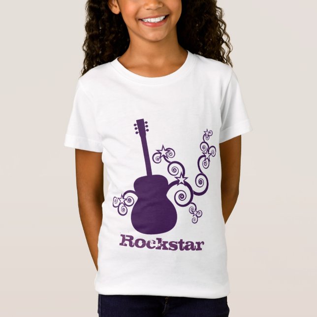 Camiseta da Garota do Violão Rockstar, Roxo (Frente)