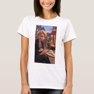 Camiseta da Garota Escrevendo no Jornal do Café de
