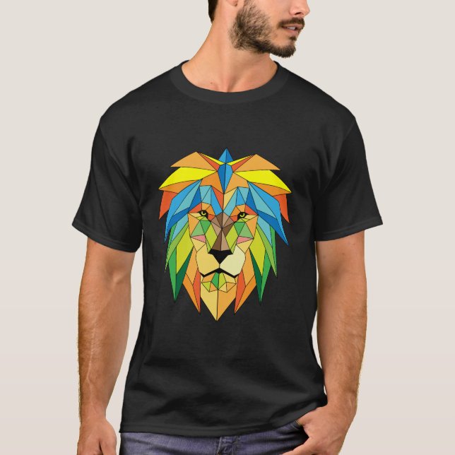 Camiseta Da leoa geométrica do safari de África do leão (Frente)