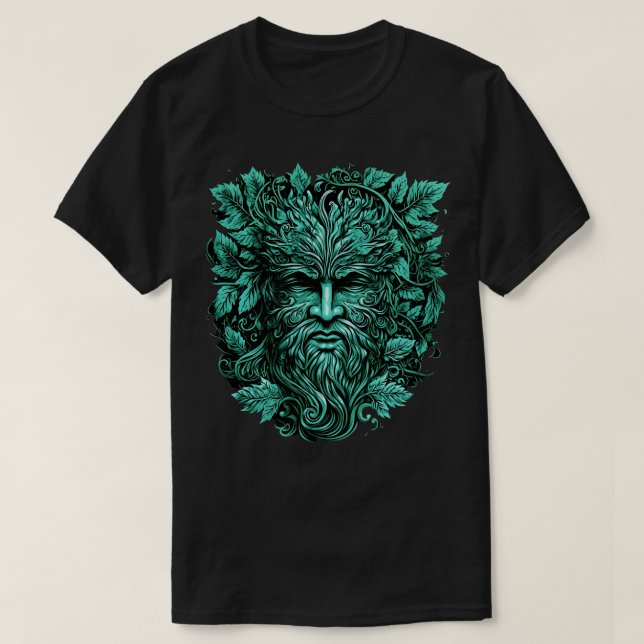 Camiseta Da Madeira Tradicional Pagan Celtic Greenman 14 (Frente do Design)
