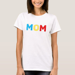 Camiseta da Mamãe com Texto em Cores Azul Vermelho