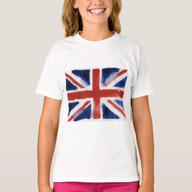 Camiseta da menina com a bandeira do Reino Unido (Frente)