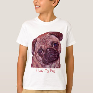 Camiseta Da menina pintada filhote de cachorro do retrato