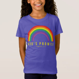 Camiseta da menina Promessa de Deus Arco-Íris com